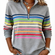 Hailey | Striped Half-Zip High-Collar Sweater for Women