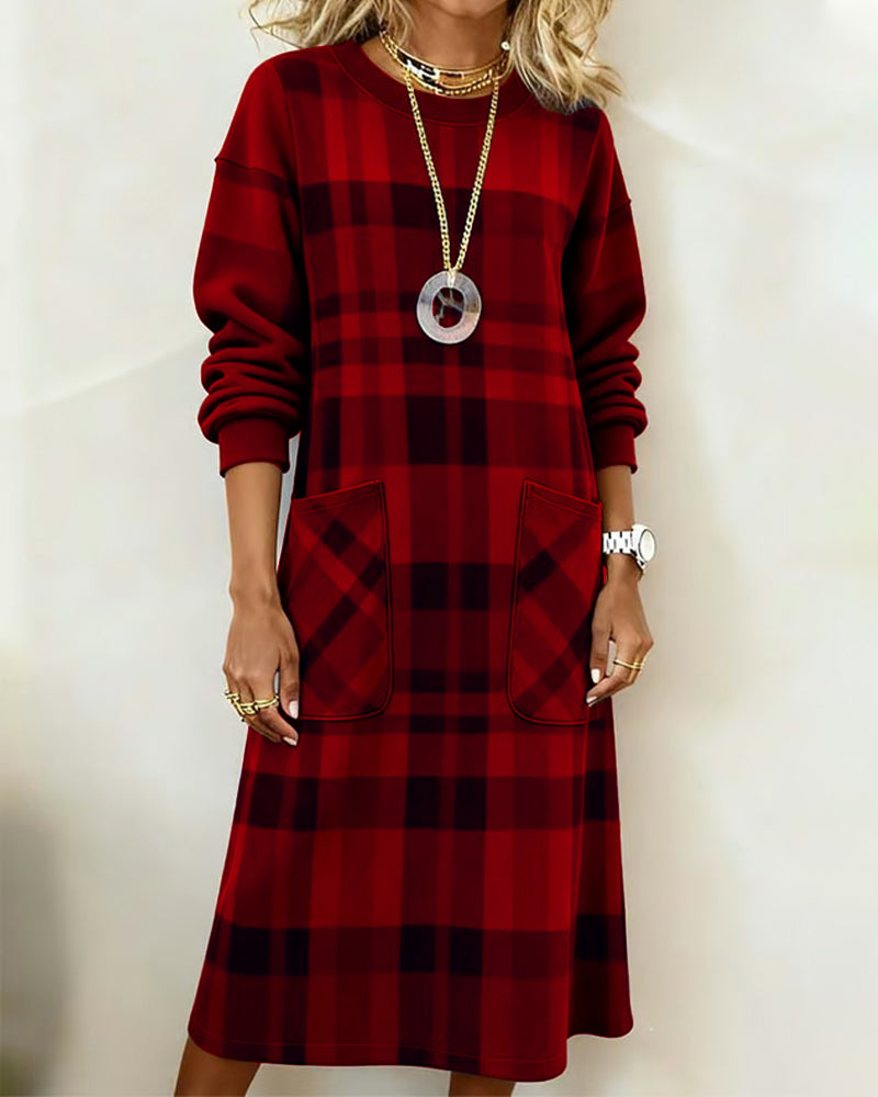 Edwina | Plaid Pocket Shift Midi