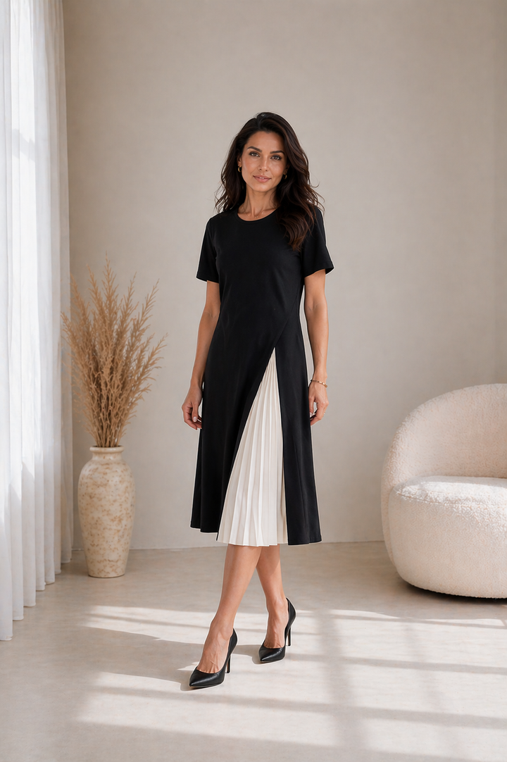 Abigail | Pleated Panel Midi Dress for Women