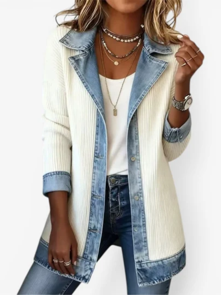 Wendy | Structured Contrast-Trim Button-Front Jacket for Women