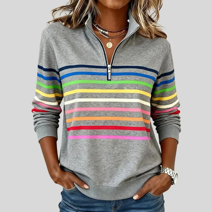 Felicity | Striped Quarter-Zip Long-Sleeve Sweater for Women