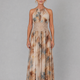 Elavenue | Halter Neck Lace Waist Maxi Dress