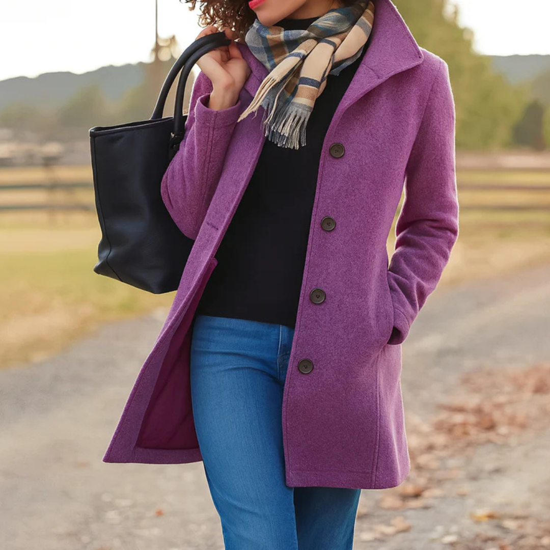 Marjorie | Classic Button-Front Long Coat for Women