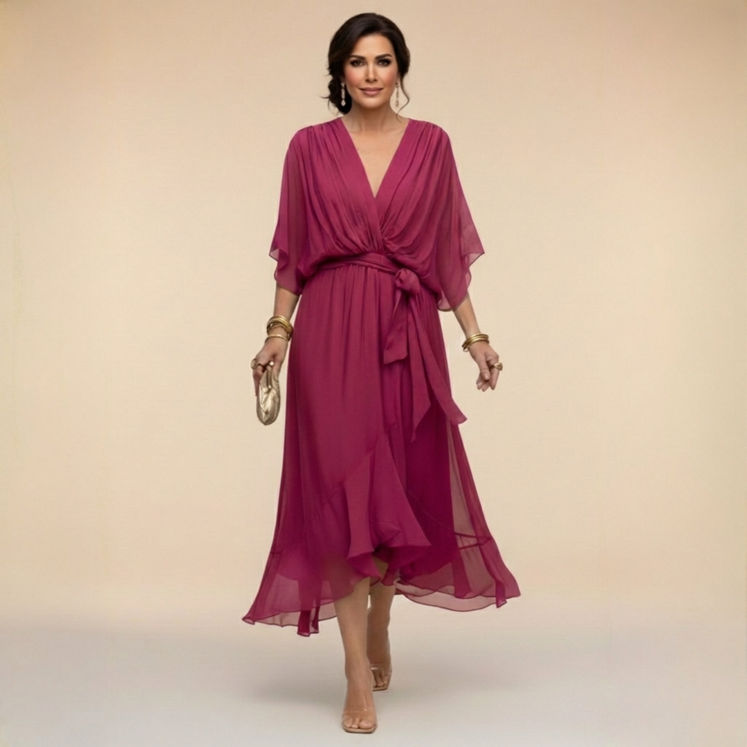 Kelsey | V-Neck Midi Dress for Women