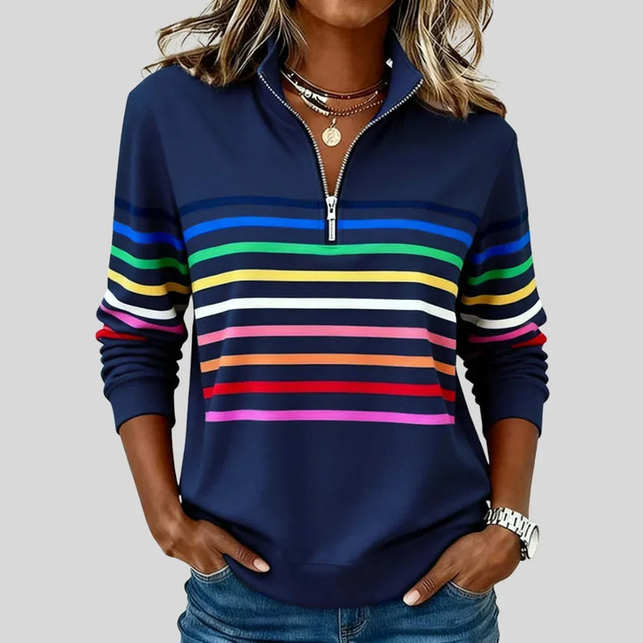 Felicity | Striped Quarter-Zip Long-Sleeve Sweater for Women