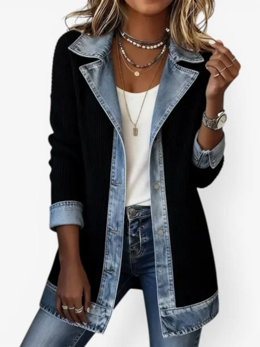 Wendy | Structured Contrast-Trim Button-Front Jacket for Women
