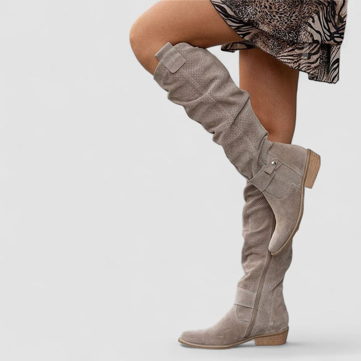 Hazel slouch knee-high boots for women by Bennett and Lowe, featuring a relaxed fit and stylish design.