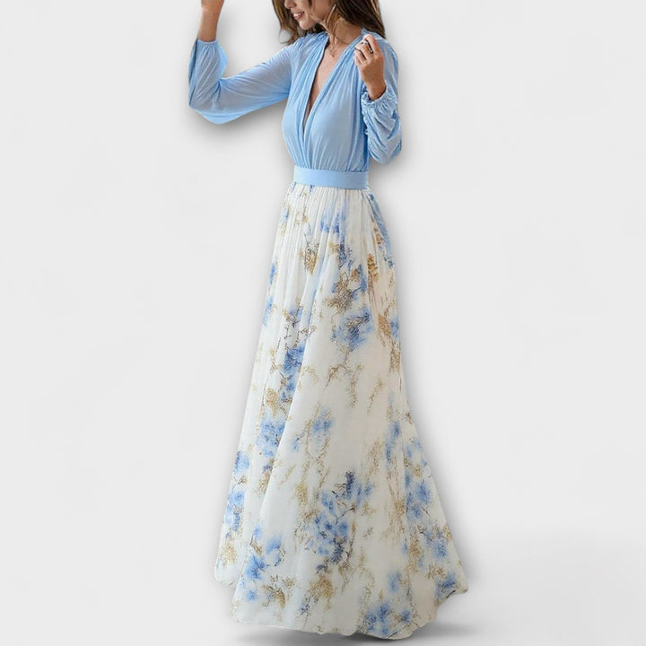 Victoria | Floral Chiffon Maxi Dress for Women