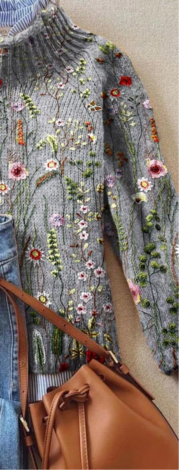 Rosamund floral knit jumper for women by Bennett and Lowe, featuring a colorful floral pattern and cozy knit fabric.