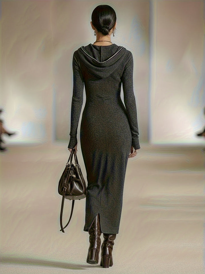 Liorra | Hooded Zip-Detail Long-Sleeve Mini Dress for Women
