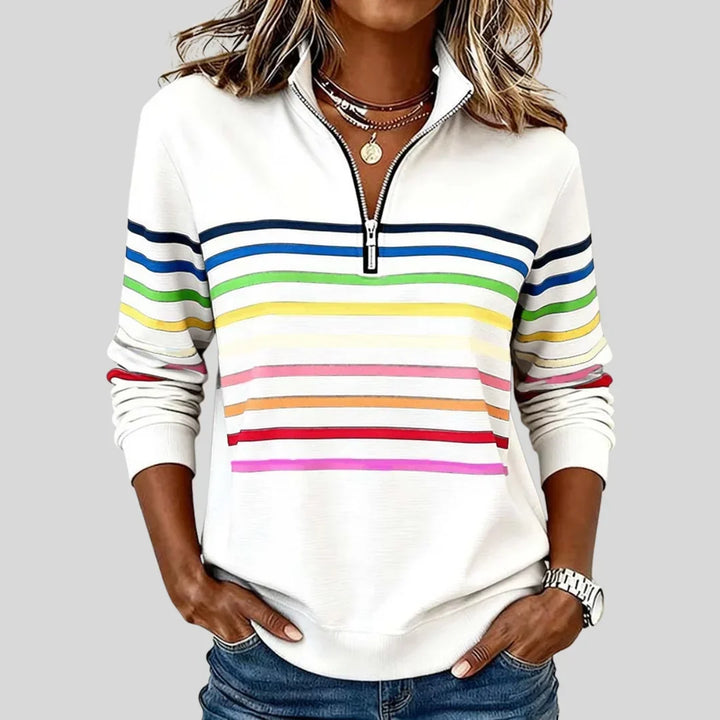 Felicity | Striped Quarter-Zip Long-Sleeve Sweater for Women