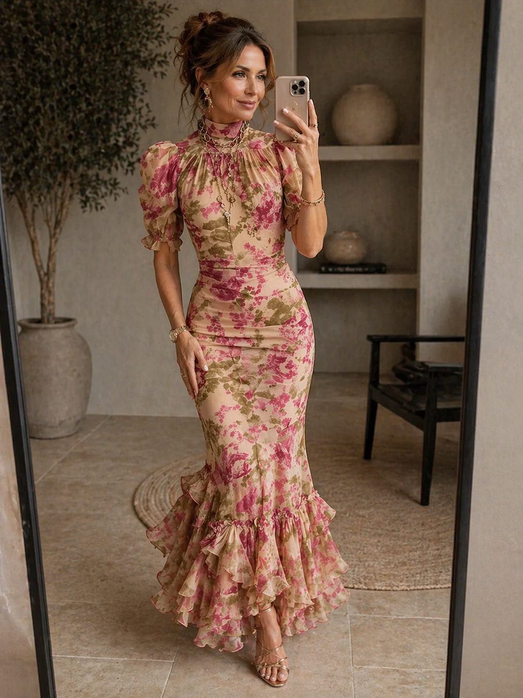 Riley | Floral Puff-Sleeve Maxi Dress for Women