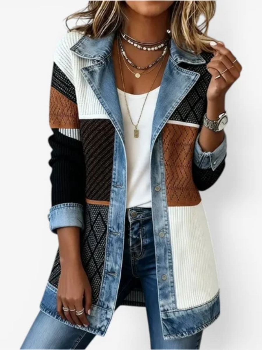 Wendy | Structured Contrast-Trim Button-Front Jacket for Women