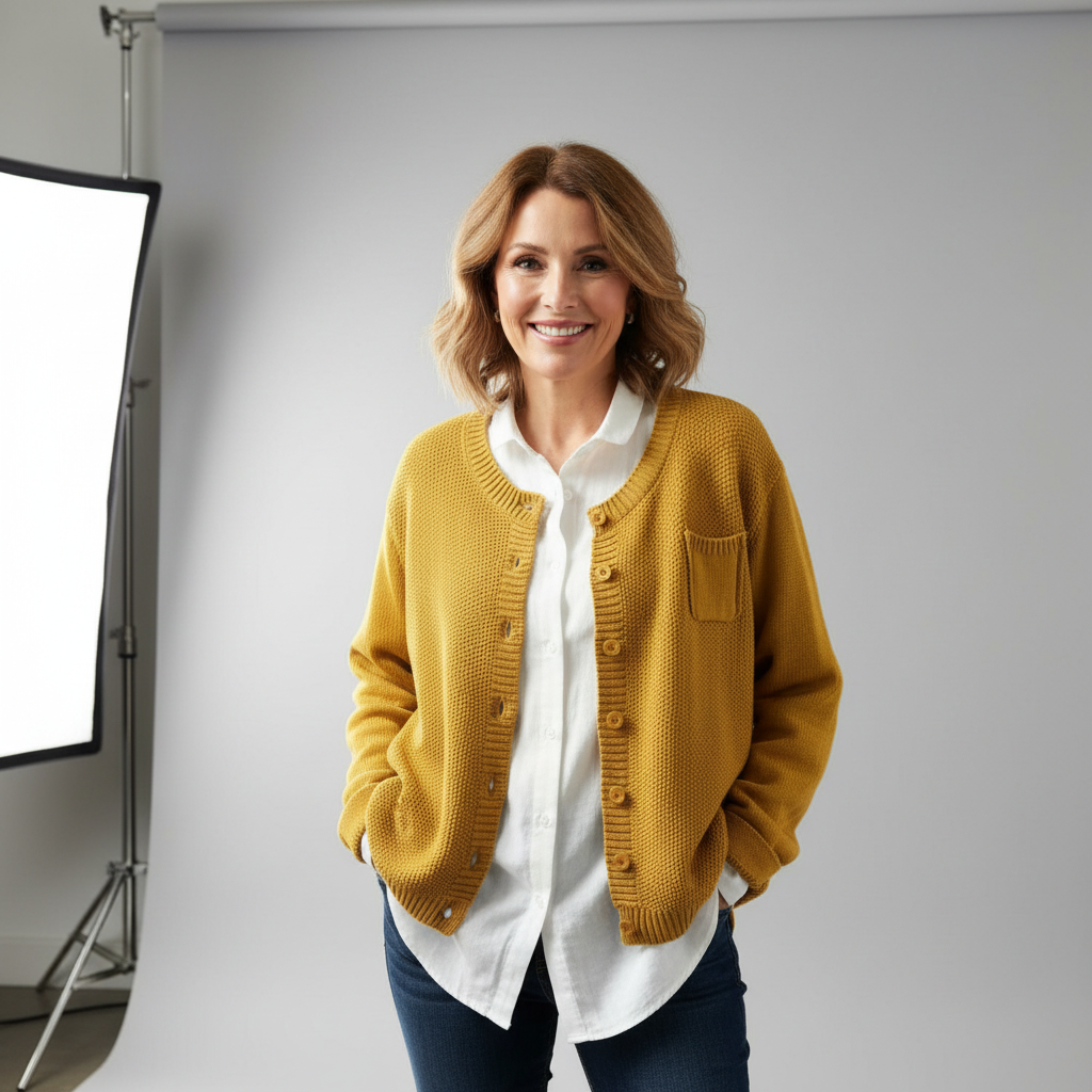 Berlinda | Button-Front Long-Sleeve Knit Cardigan for Women