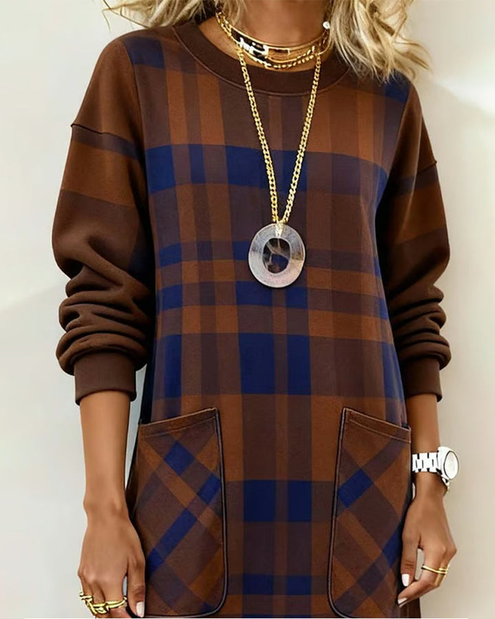 Edwina | Plaid Pocket Shift Midi