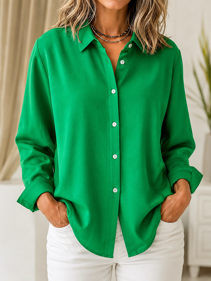 Estelle | Solid Button-Front Blouse