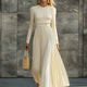 Charlotte | Ribbed Knit Pleated Satin Midi Dress for Women