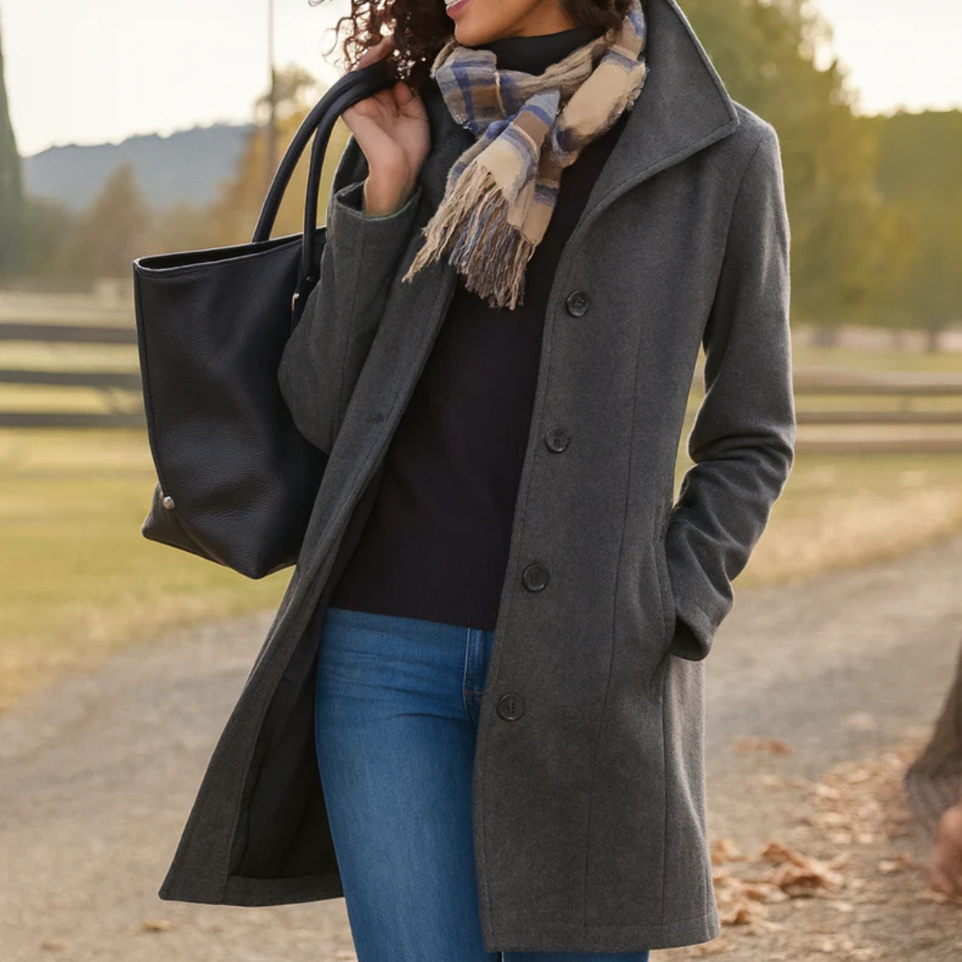 Marjorie | Classic Button-Front Long Coat for Women
