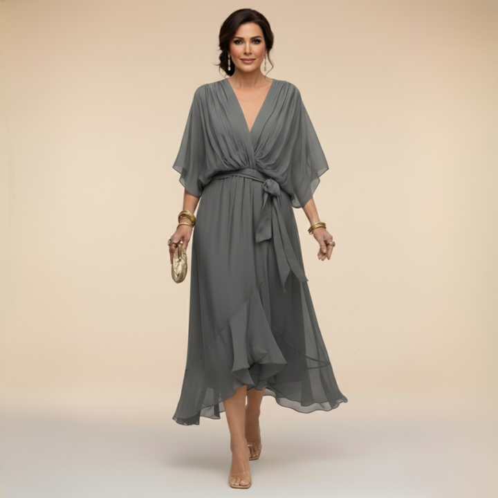 Kelsey | V-Neck Midi Dress for Women