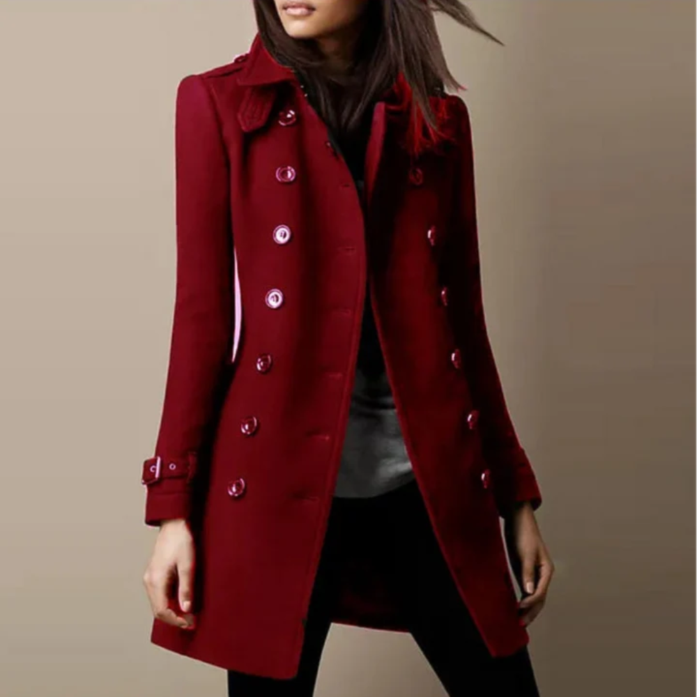 Longline trench coat by Bennett and Lowe, Danielle style, featuring classic collar and button details in a stylish outerwear design.