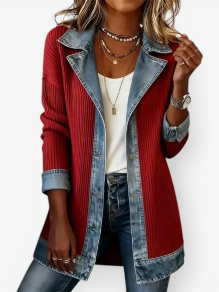 Wendy | Structured Contrast-Trim Button-Front Jacket for Women
