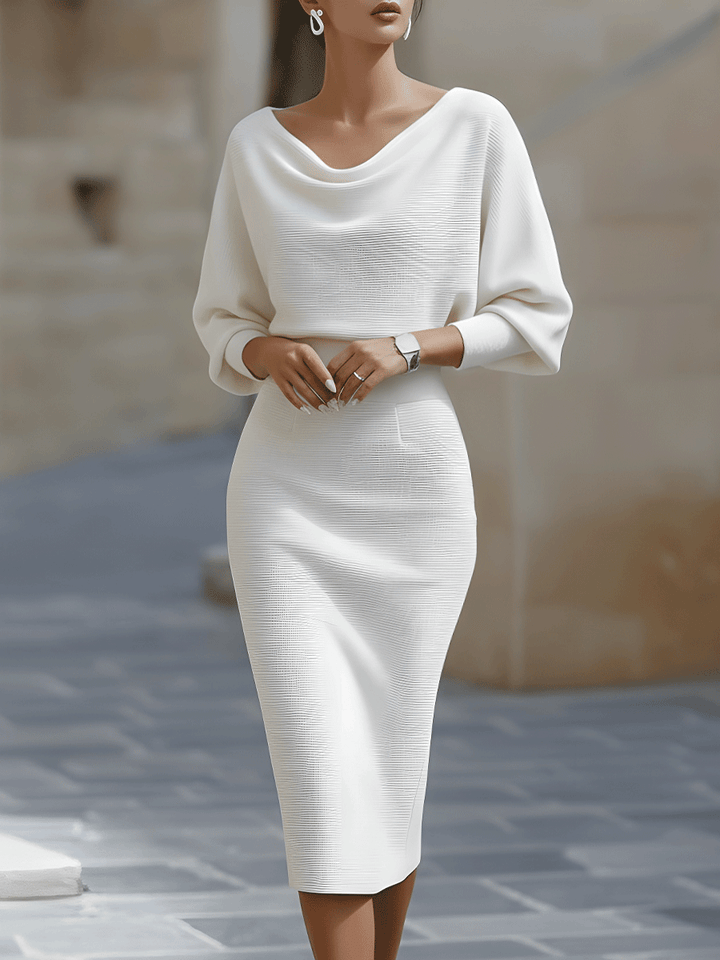 Lydia | Draped Batwing-Sleeve Midi Dress for Women