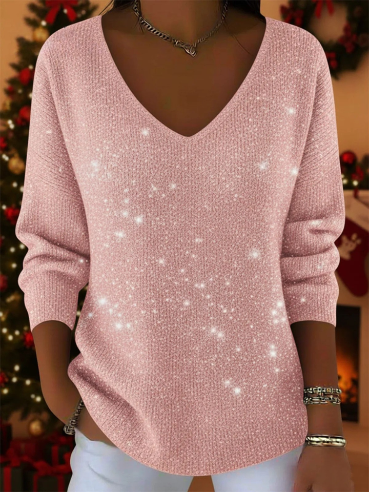 Tiffany | Sequin V-Neck Blouse