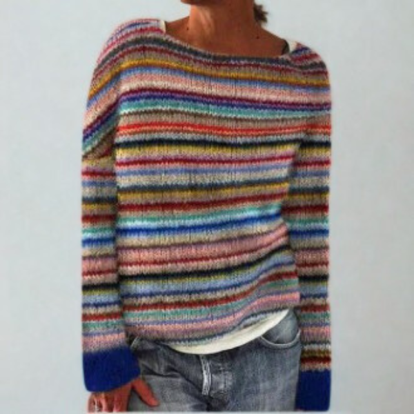 Mysa | Retro Pattern Long-Sleeve Knit Sweater for Women