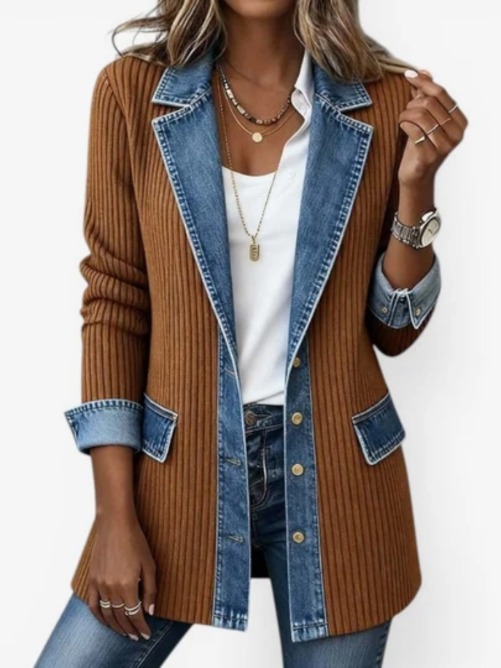 Wendy | Structured Contrast-Trim Button-Front Jacket for Women