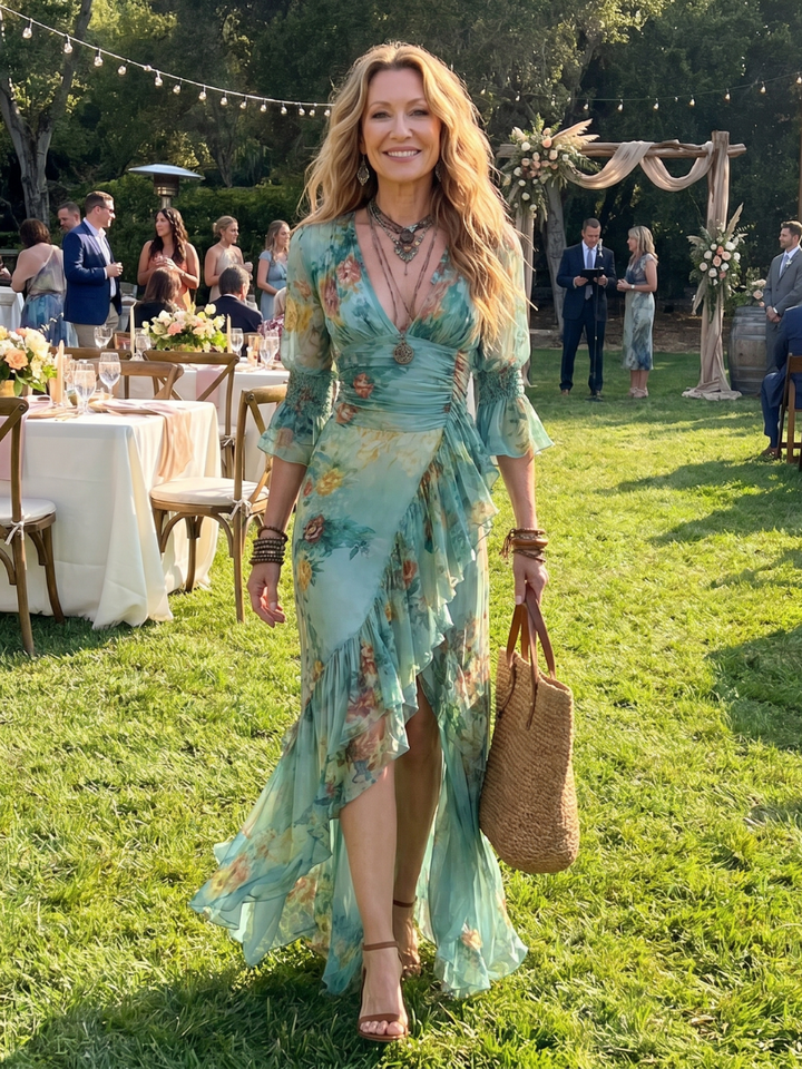 Esadora | Floral Wrap Front Midi Dress