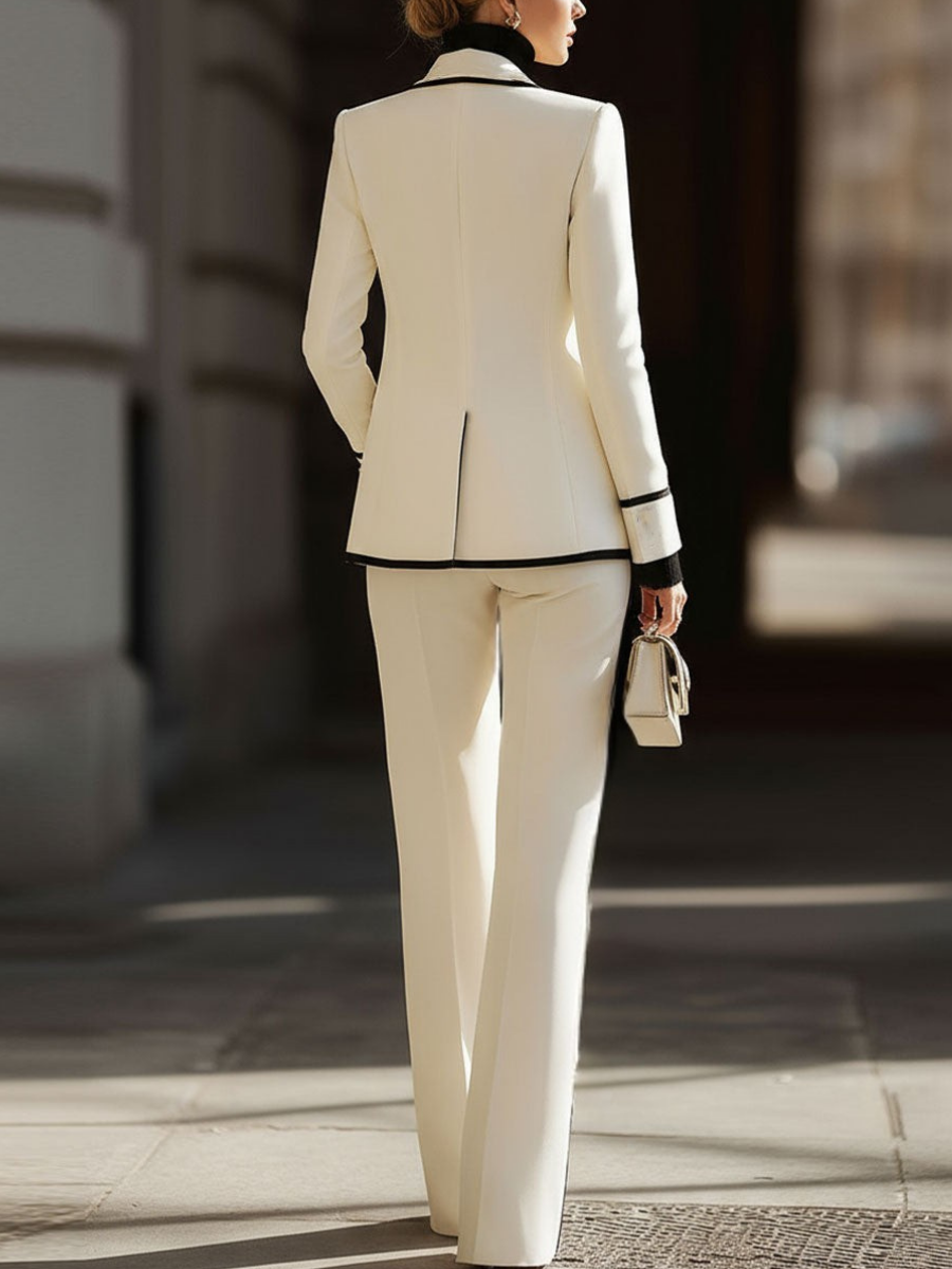 Donna double-breasted blazer and pants suit by Bennett and Lowe, tailored women's formal blazer set with sleek design.