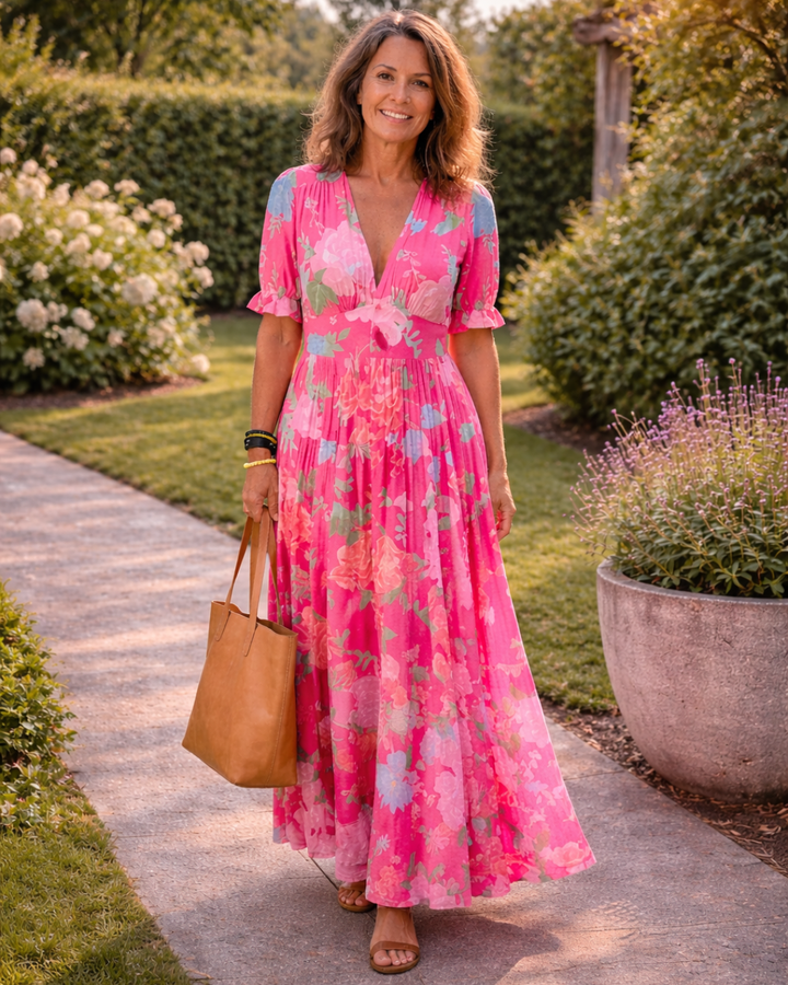 Lacey | Floral V-Neck Maxi Dress for Women
