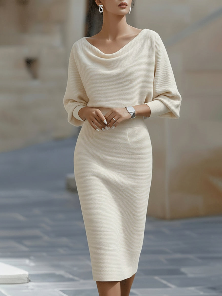 Lydia | Draped Batwing-Sleeve Midi Dress for Women