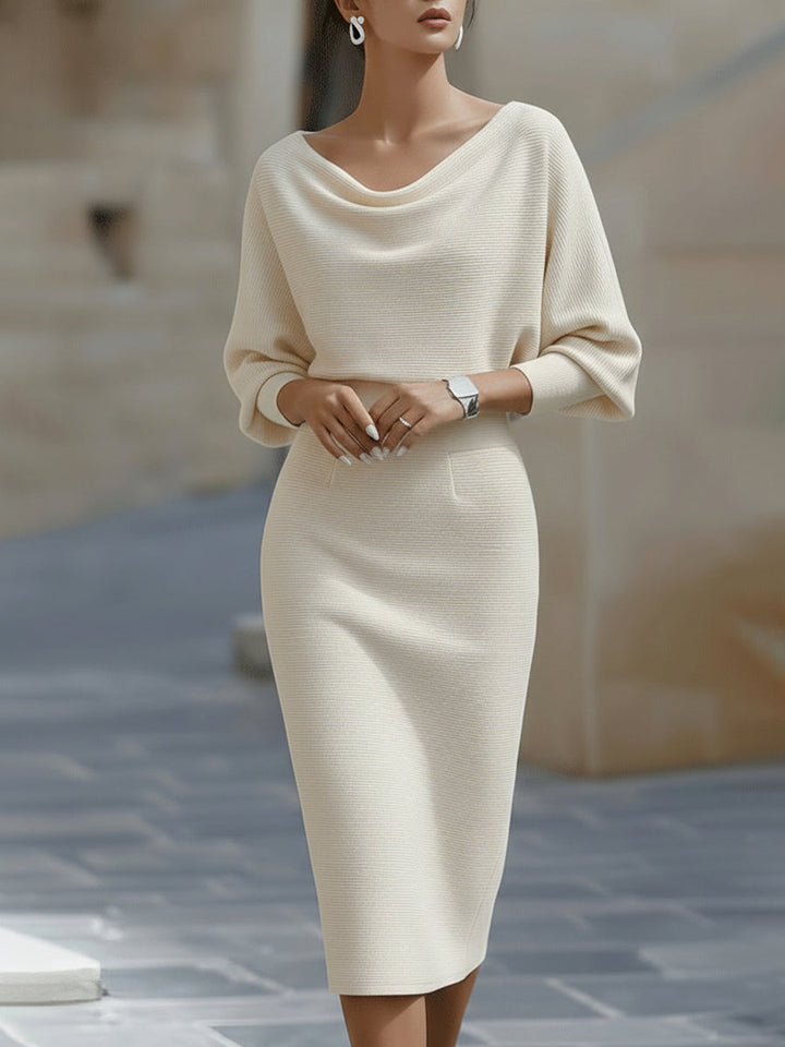 Lydia | Draped Batwing-Sleeve Midi Dress for Women