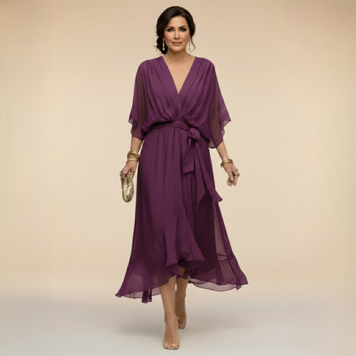 Kelsey | V-Neck Midi Dress for Women