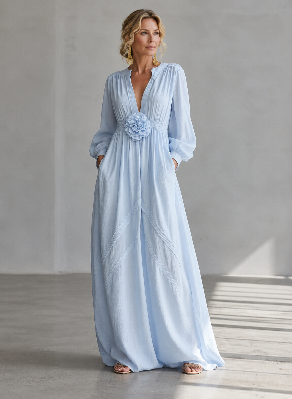 Bennett and Lowe Marielle 3D floral high-waist maxi dress with vibrant floral patterns and flowing fabric.