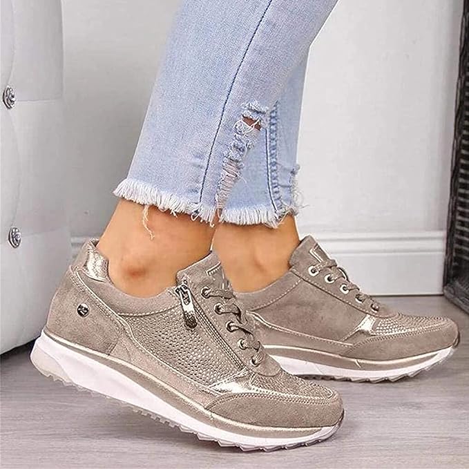 Bennett and Lowe Calliope side-zip sparkle lace-up sneaker in a glittery design