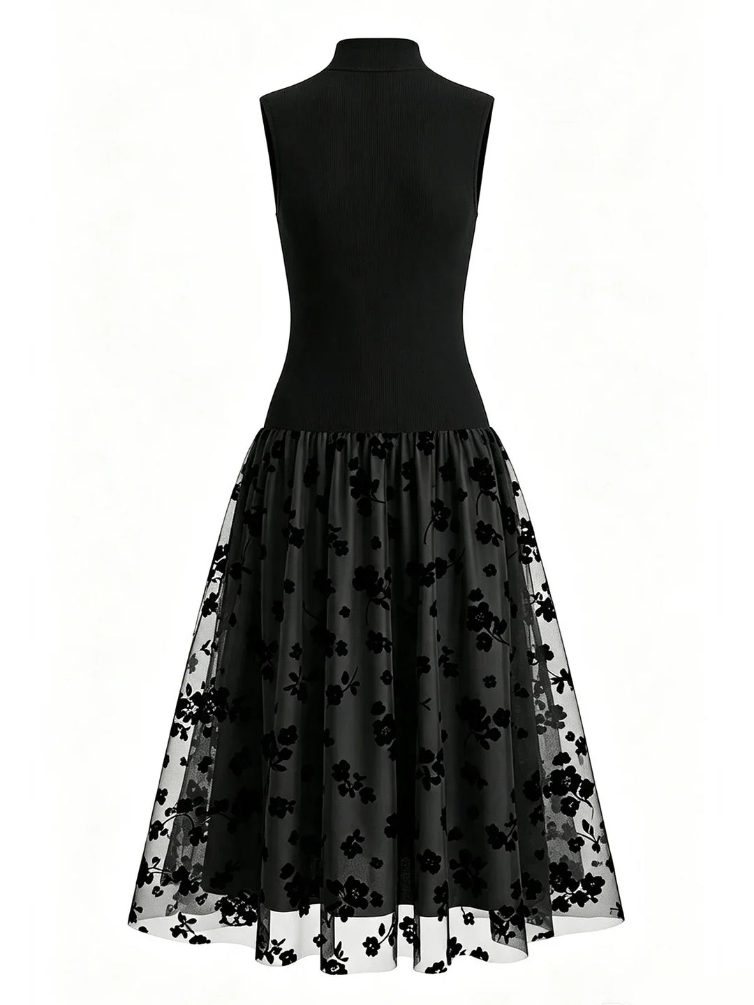 Bennett and Lowe Odalys mock-neck drop-waist floral midi dress