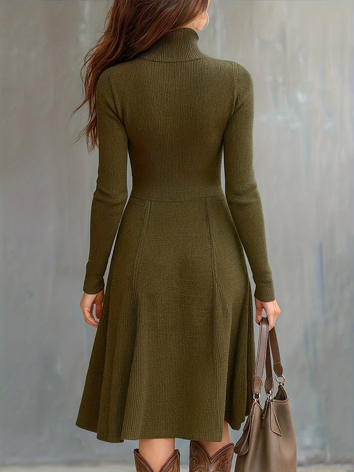 Zinnia | Zip-Front Long-Sleeve Fitted Midi Dress for Women