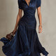 Adriana - Retro Striped Satin Midi Dress