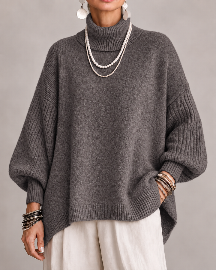 Bennett & Lowe Danielle draped relaxed sweater in soft knit fabric, featuring a cozy fit and stylish draped design.