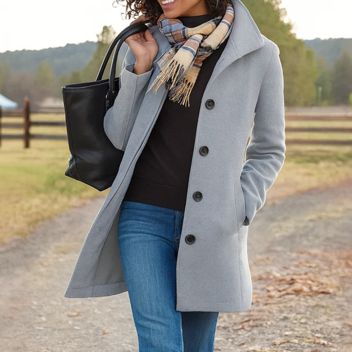 Marjorie | Classic Button-Front Long Coat for Women