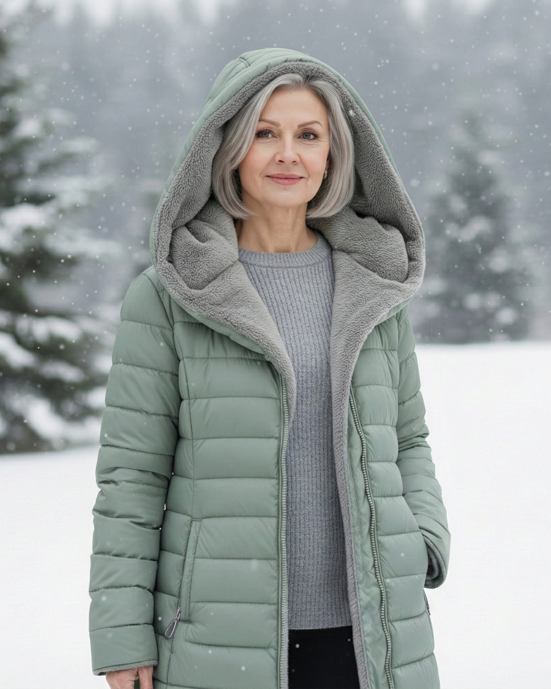 Bennett and Lowe Marguerite hooded quilted winter jacket shown in black with a padded design and front zipper.