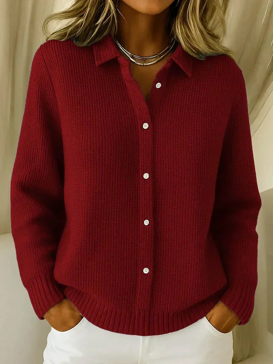 Katrina textured knit button cardigan for women by Bennett and Lowe, featuring a cozy design and front buttons.