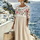 Elodie™ | Vintage Rose Stripe Midi Dress