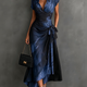 Camilla | Blue Abstract Print Midi Wrap Dress