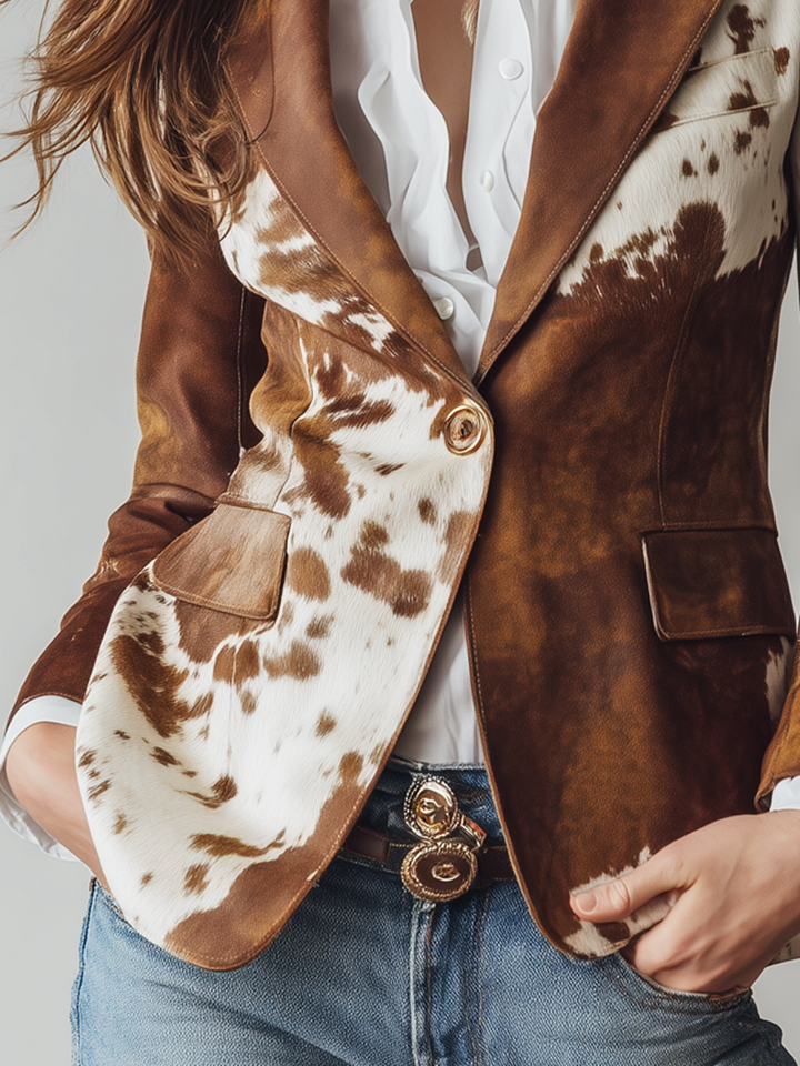 Bennett and Lowe Kathleen animal-print tailored blazer, featuring a stylish blazer with bold animal pattern and structured fit.