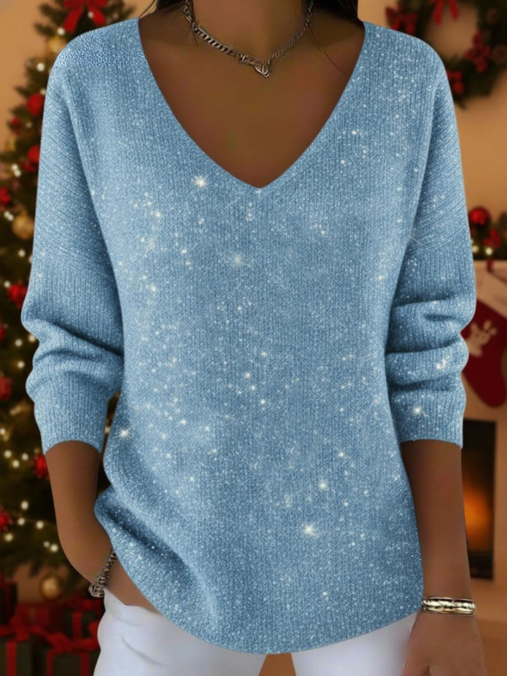 Tiffany | Sequin V-Neck Blouse