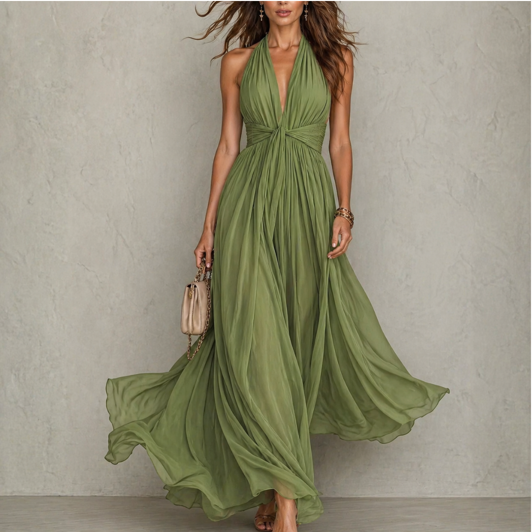 Samantha | Halter Chiffon Maxi Dress for Women