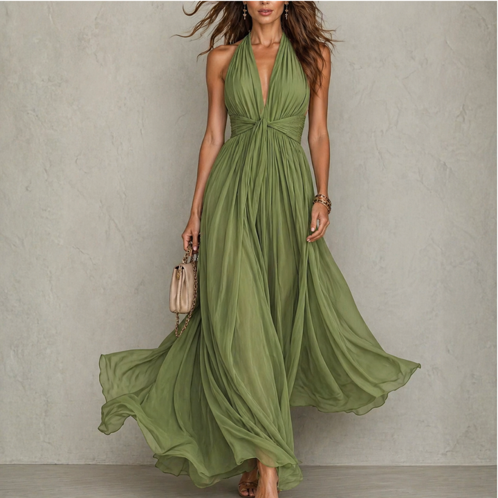 Samantha | Halter Chiffon Maxi Dress for Women
